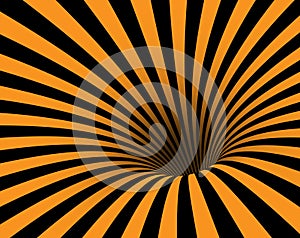 Black and orange tunnel. optical illusion