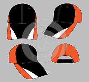 Black-Orange-White Baseball Cap Design
