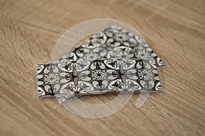 Black ornament bookmarks on the table