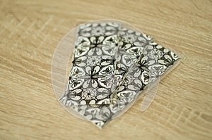 Black ornament bookmarks on the table