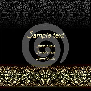 Black ornamental Background with golden ornate Border.