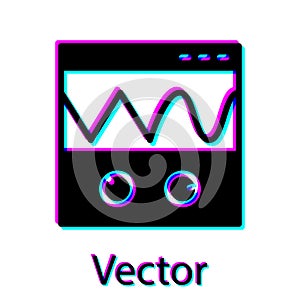 Black Oscilloscope measurement signal wave icon isolated on white background. Vector