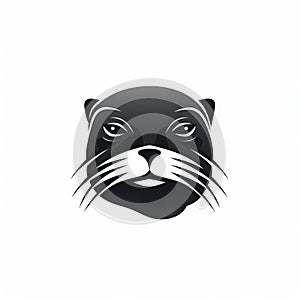 Black Otter Head Icon With Strong Facial Expression