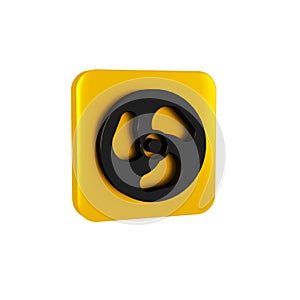 Black Outboard boat motor icon isolated on transparent background. Boat engine. Yellow square button.