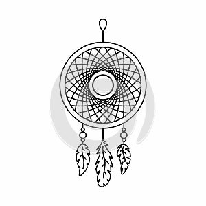 Black outline of amulet of the Dream catcher