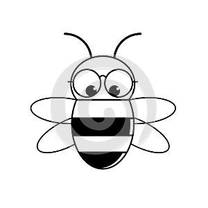 Black outline cute bee icon