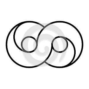 Black outline infinity symbol icon. Concept of infinite, limitless and endless. Simple flat vector design element