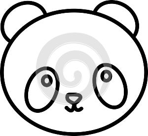 black outline of panda muzzle on white background