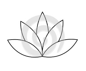 Black outline simple lotus or water lily flower vector icon
