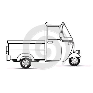 Black outline three wheeler vector drawing