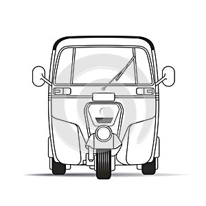 Black outline three wheeler vector drawing