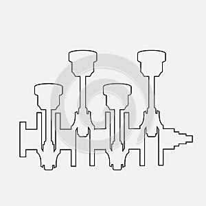 Black outline vector illustration engine pistons