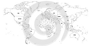 Black outline vector map of World