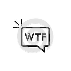 Black outline wtf icon in speech bubble