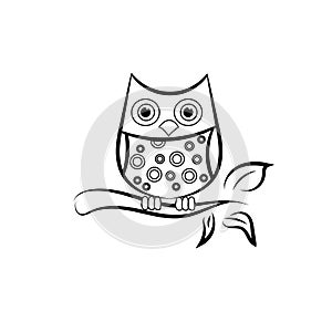 Black owl drawing for kids - Stock vector illustration