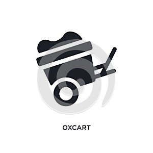 black oxcart isolated vector icon. simple element illustration from transportation concept vector icons. oxcart editable logo