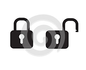 Black padlock locked and unlocked lock web icon on white