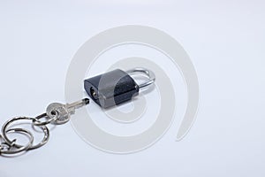 Black padlock Locked on white background.