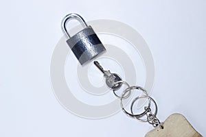 Black padlock Locked on white background.