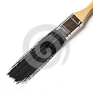 Black paint brush stroke isolated photo