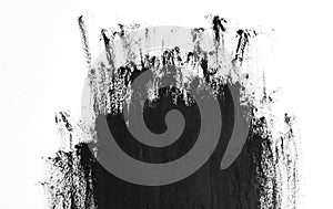 Black paint brush strokes texture isolated on white background