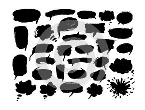 Black paint speech bubbles vector illustrations set