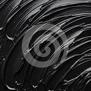 Black Paint Texture Strokes Abstract Background Glossy Oily Pattern