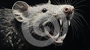 Intense Hyper-realistic Rat Painting On Black - Michal Lisowski Inspired photo