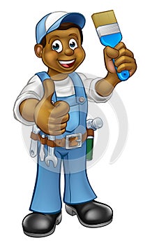 Black Painter Decorator Cartoon Character