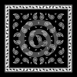 Black Paisley Bandana simple pattern