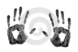 Black palm or hand print isolated on white