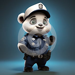 Charming Panda Police: A Delightful Cartoon Realism Illustration
