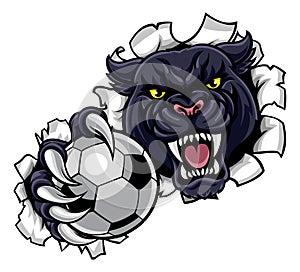 Black Panther Soccer Mascot Breaking Background photo