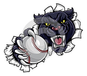 Black Panther Baseball Mascot Breaking Background