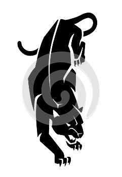 Black Panther Crawling, Minimalist Illustration