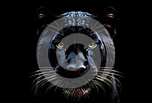 Black panther face on black background