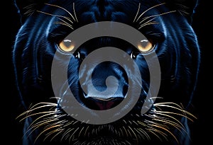 Black panther face on black background