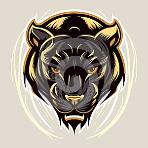 Black Panther face logo mascot icon wild animal character vector logo