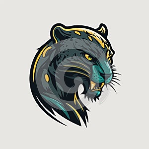 Black Panther face logo mascot icon wild animal character vector logo