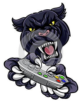 Black Panther Gamer Player Mascot