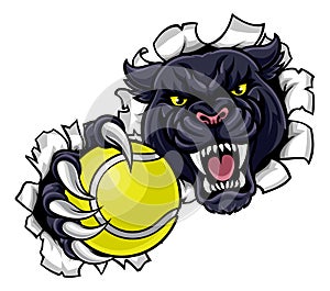 Black Panther Tennis Mascot Breaking Background