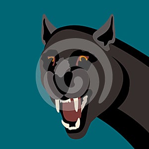 Black panthers head vector illustration style flat side