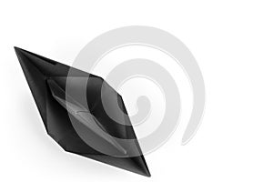Black paper boat top view isolated