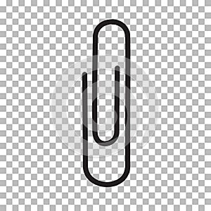 Black paper clip icon isolated on transparent background. flat style. paper clip icon for your web site design, logo, app, UI.