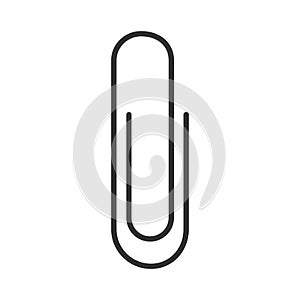 Black paper clip icon isolated on white background