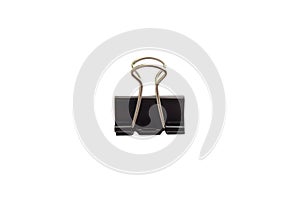 Black paper clip isolated on white background