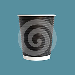 Black paper coffee Cup isolated on color background