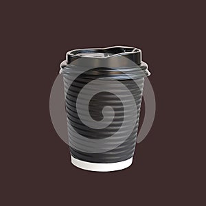 Black paper coffee Cup isolated on color background