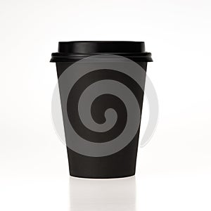 Black paper coffee cup on white background