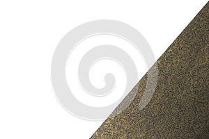 Black paper with gold pattern with space on white background